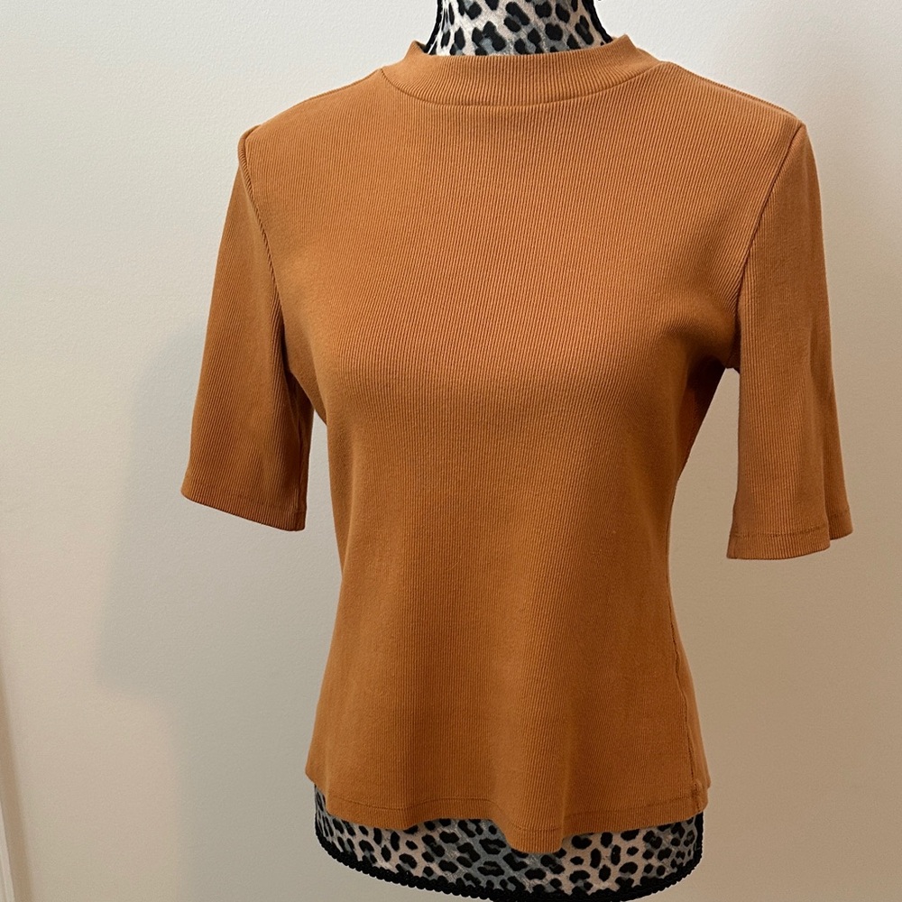MAEVE mock neck ribbed top
